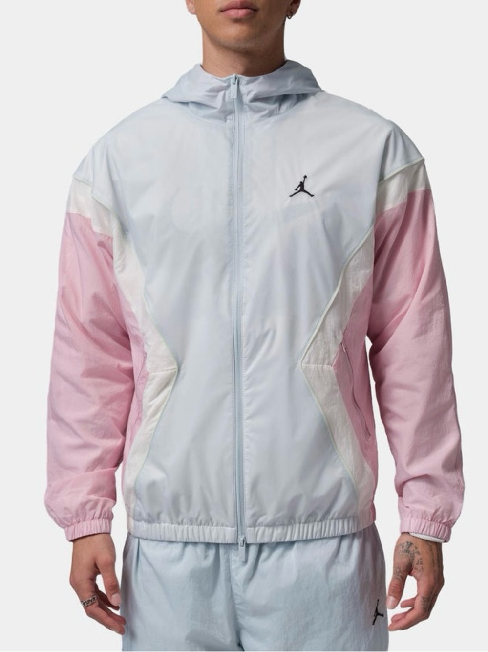 NWT $110 Nike Jordan Brooklyn Hooded Draft Jacket Men’s Medium Pink Blue